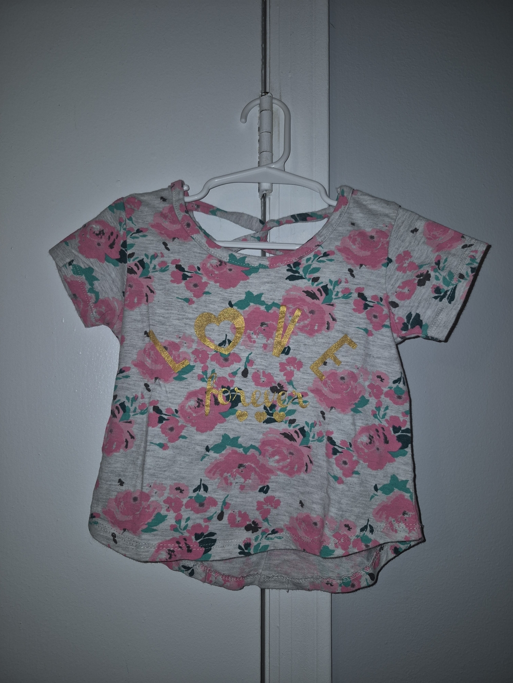 Real Love Girls Floral Tee with Gold "Love" Detail - Pink Size 4T
